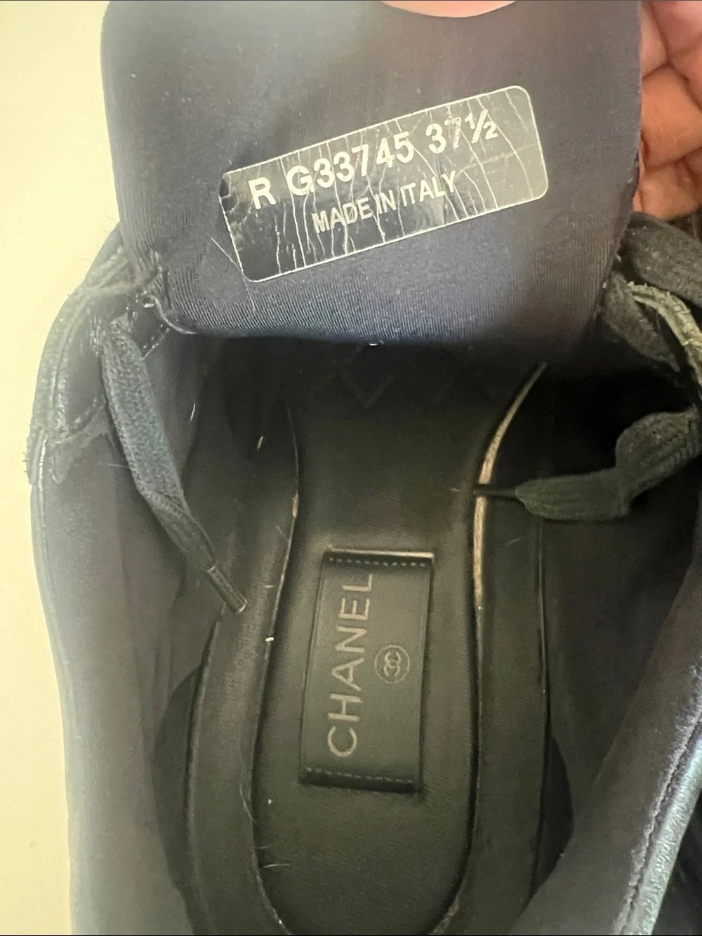 CHANEL Black Logo Sneakers